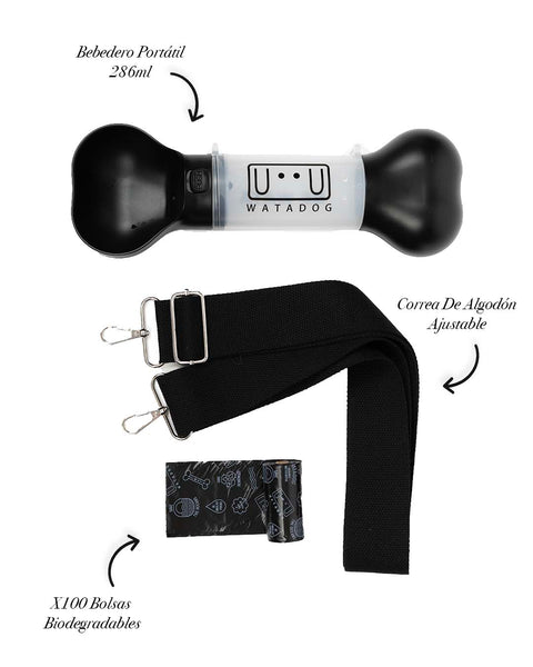 Black & White Portable Dog Water Bottle 