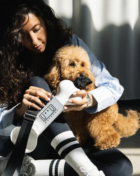 Portable Dog Water Bottle, white design WATADOG